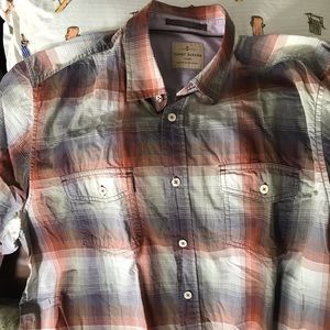 Tommy Bahama, Orange (Plaid), Long Sleeve, X-Large